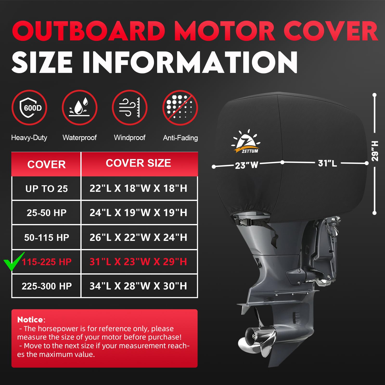 Amazon.co.jp: Zettum 船外モーターカバー、600Dボートモーターカバー